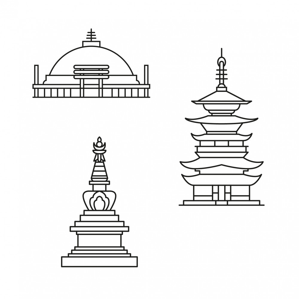 Stupas, verschiedene Formen